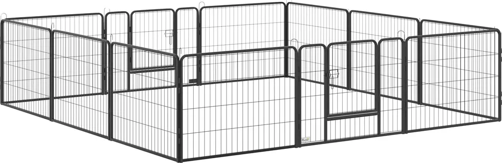 Aire de jeux pour chiens en acier noir - Parc modulaire 80 x 60 cm