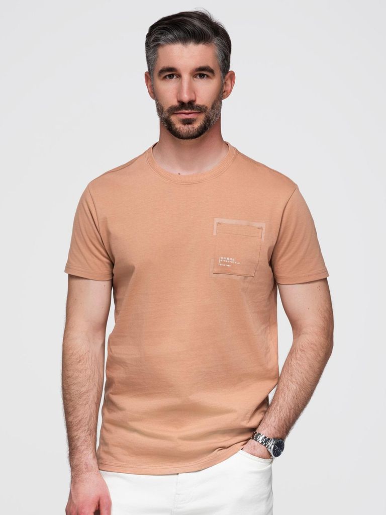 Ombre Clothing Kurzarmhemd für Männer Themphie hellbraun M