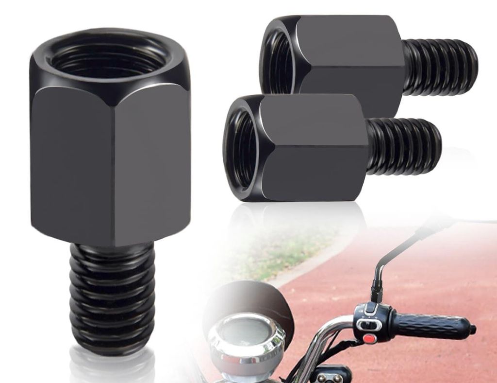 Teile Rechtsgewinde-Spiegeladapter M10 auf M8, Motorradspiegeladapter, zuverlässige Schrauben für Rückspiegel von Rollern und Mopeds (schwarz)