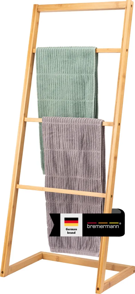 Stand Portasciugamani Bremermann - Struttura 4 Barre Bambù e Acciaio