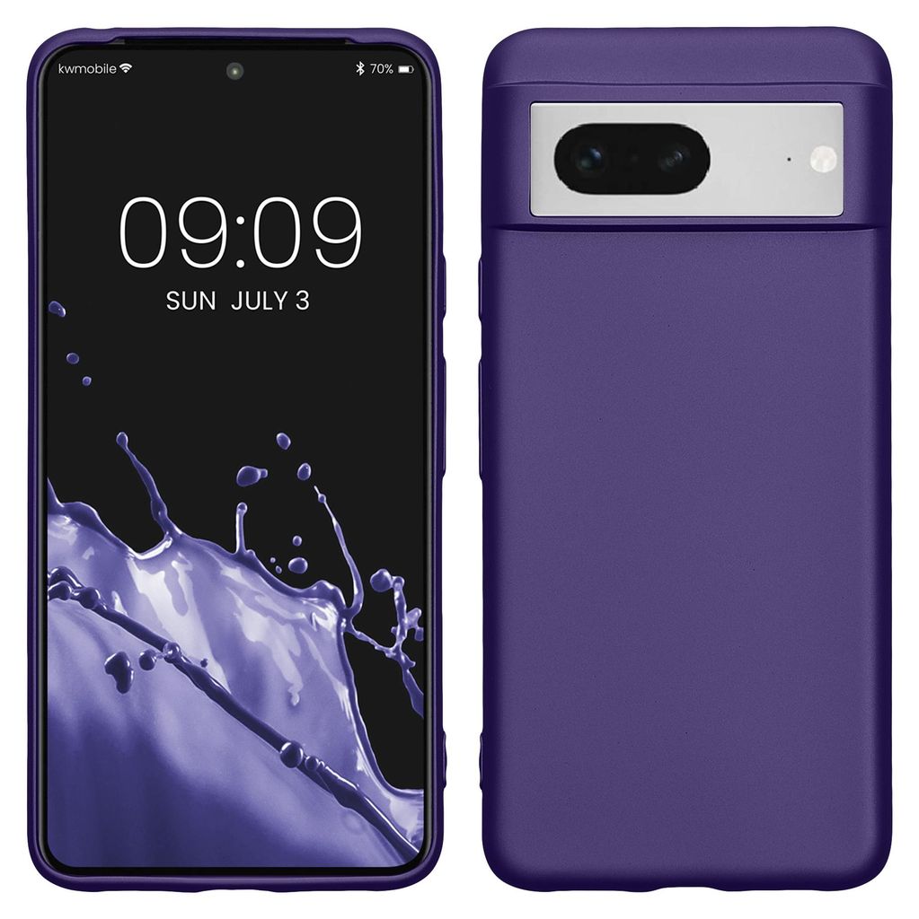 kwmobile Handyhülle für Google Pixel 8 Hülle - Silikon Case metallisch schimmernd - Schutzhülle Cover - Metallic Blauviolett