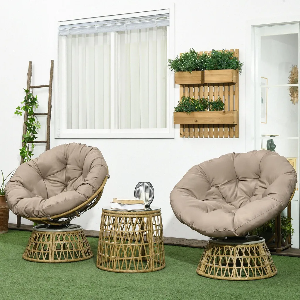 Salon de jardin résistant Outsunny en résine tressée durable - 2