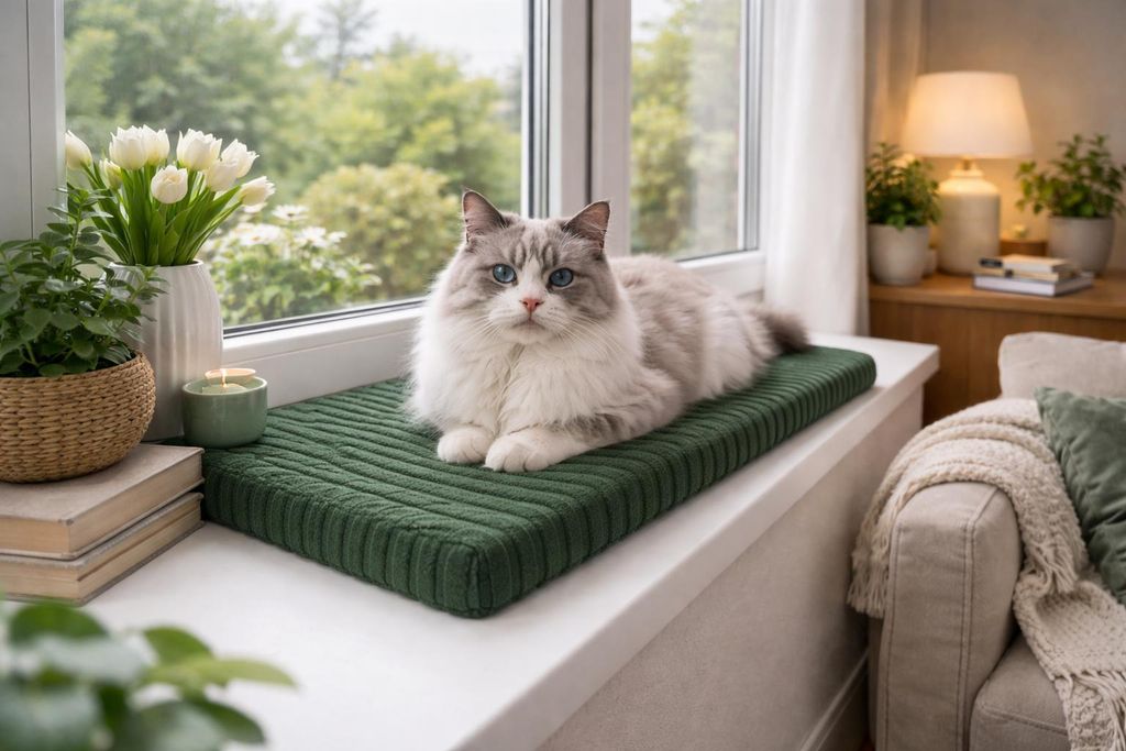 Katzenbett Fensterbank 60x20x4 cm weich rutschfest Produktbild 