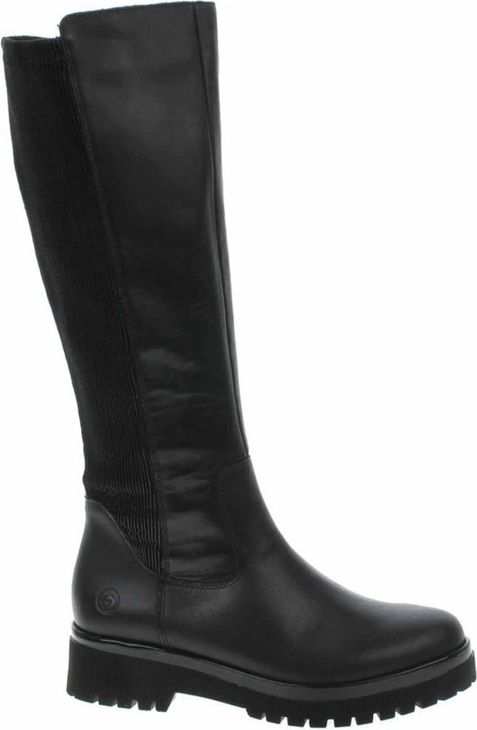 Remonte Damen Langschaftstiefel schwarz mit Stretcheinsatz seitlichem Reißverschluss Warmfutter 37