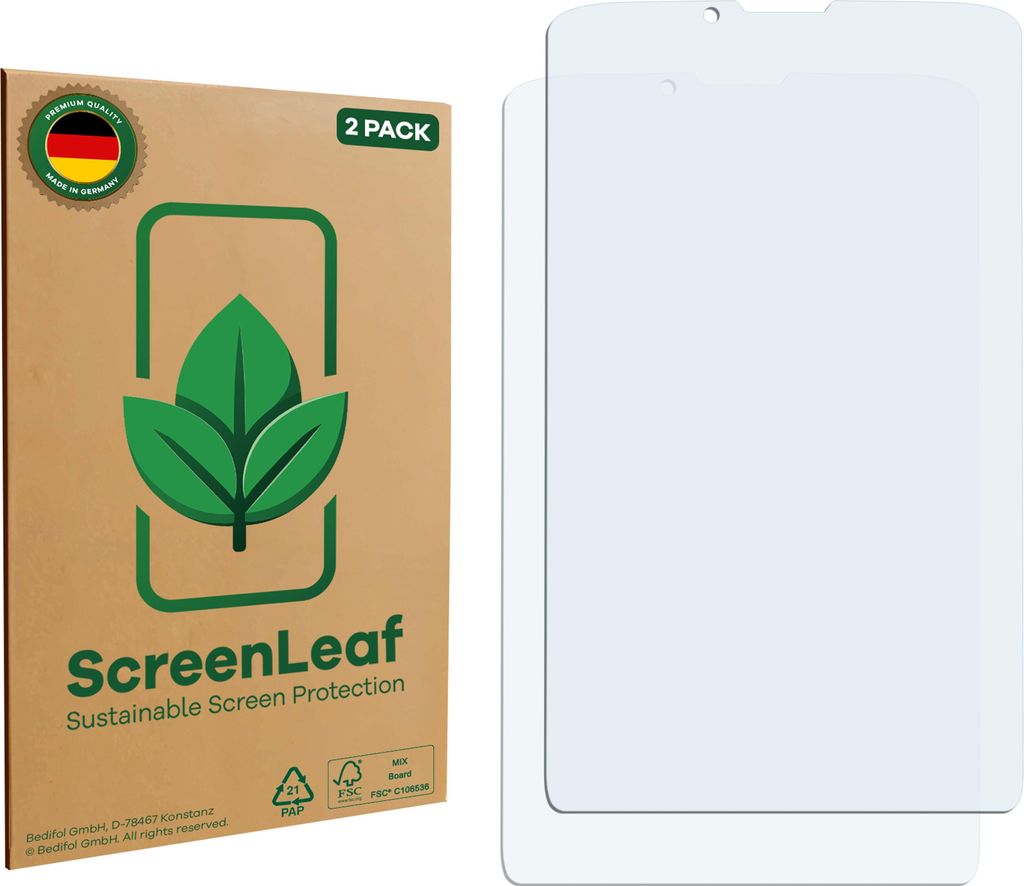 2x ScreenLeaf Schutzfolie für Newland N7 Cachalot Pro nachhaltiger Displayschutz Display Schutz Folie Klar Transparent