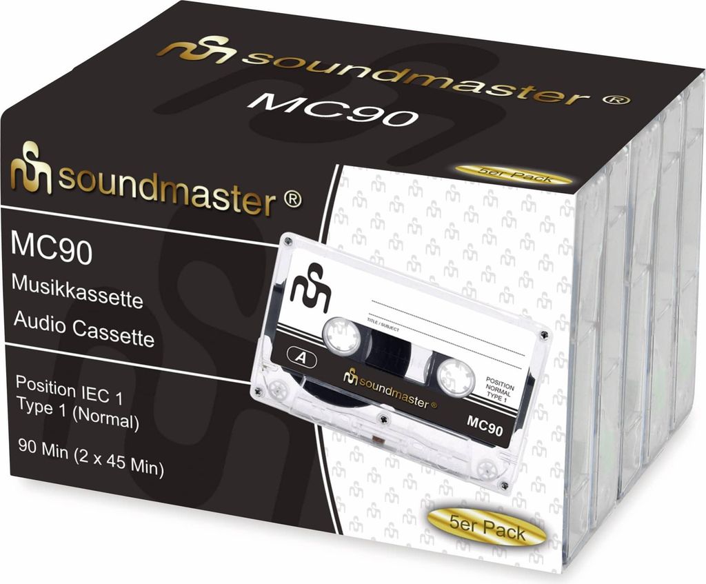 Soundmaster MC905P Audio-Leerkassette 90 Min., 5er Pack Immagine del prodotto 