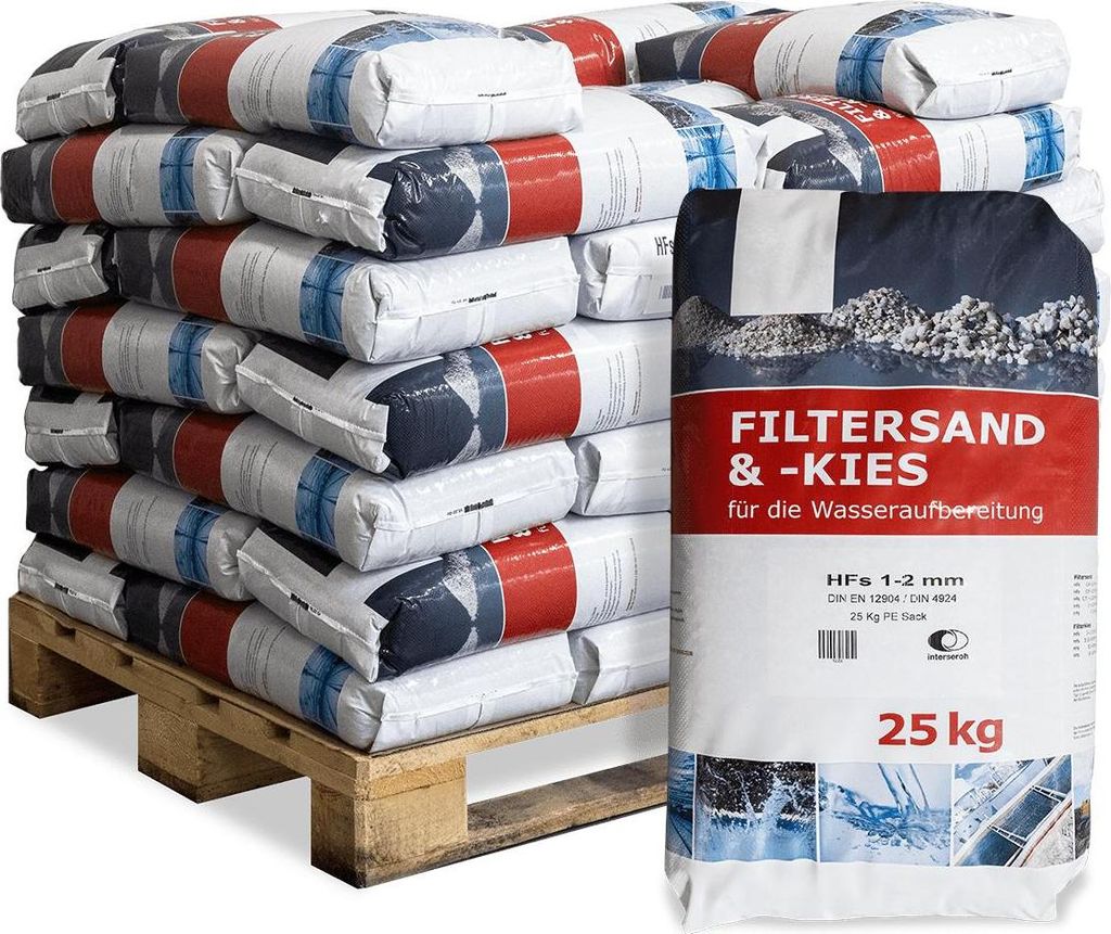 Galamio Filtersand 1,0 - 2,0 mm 25kg x 40 Sack 1000kg Palette