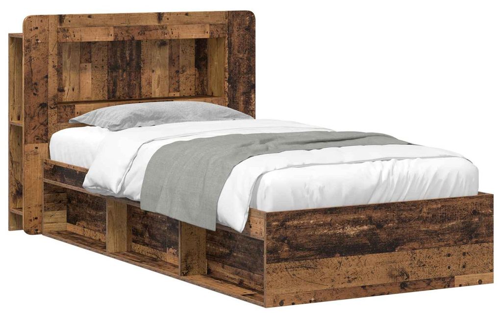 vidaXL Bettgestell mit Stauraum Altholz 90 x 200 cm Holzwerkstoff
