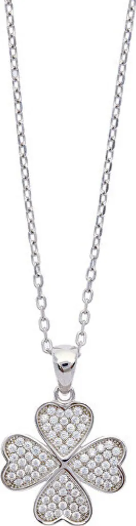 Sautoir court en argent massif et son pendentif trèfle Karma 61282