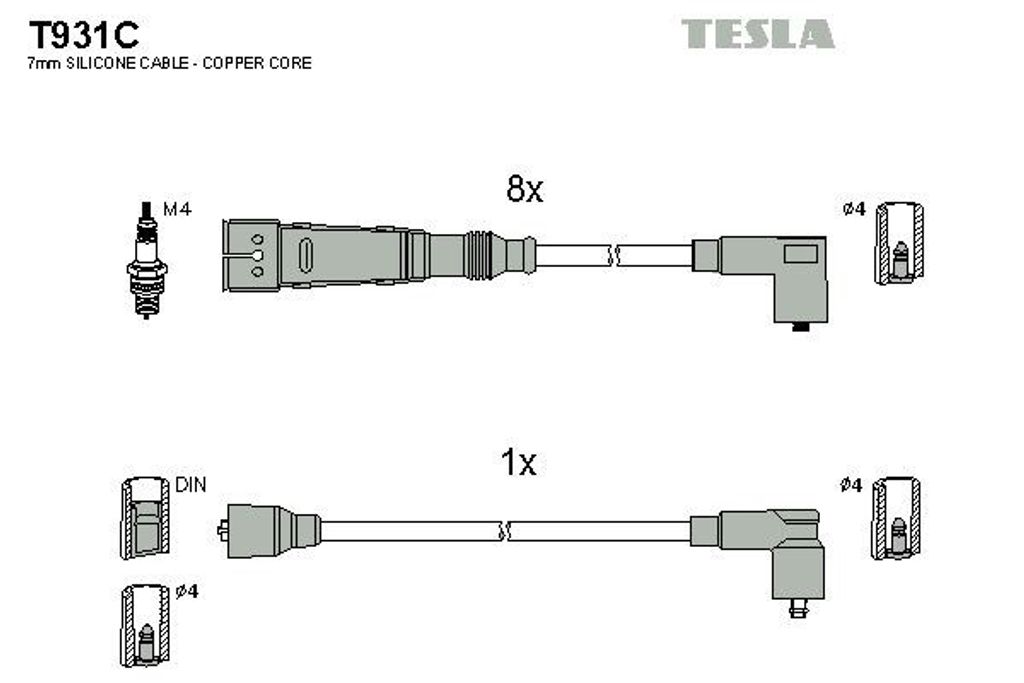 TESLA T931C Zündkabelsatz Zündleitungssatz passend für MERCEDES-BENZ SL (R107) S-Klasse Limousine (W116) SL Coupe (C107)