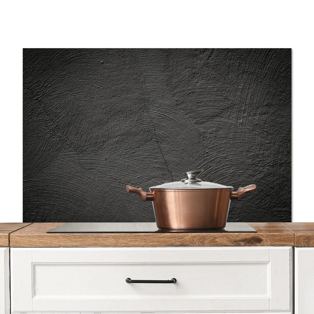 KitchenYeah Spritzschutz Küche - Küchenrückwand - Wandschutz für Herd und Spüle - Konkreter Druck - Industriell - Schwarz 100x65 - Alu-Dibo...