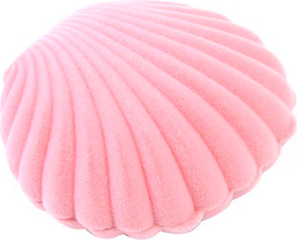 Mode Frauen Shell Form Samt Schmuck Fall Box für Halskette Ohrringe Ring-Rosa