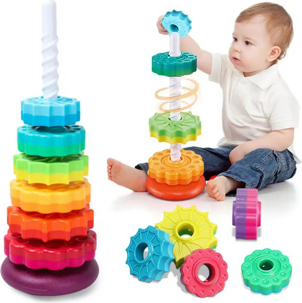 BetterToys® Stapelturm aus Holz: Motorikspielzeug ab 1 Jahr, Montessori Spielzeug Baby, Babyspielzeug, Holzspielzeug ab 12 Monaten, Baby-Geschenk