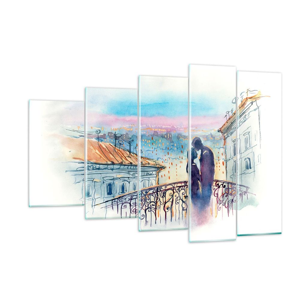 Bilder auf glas - Paar Liebe Stadt Brücke - 150x100cm - Glasbilder - Wandbilder - Kunstdruck - zum Aufhängen bereit - Wanddekoration aus Glas - G...