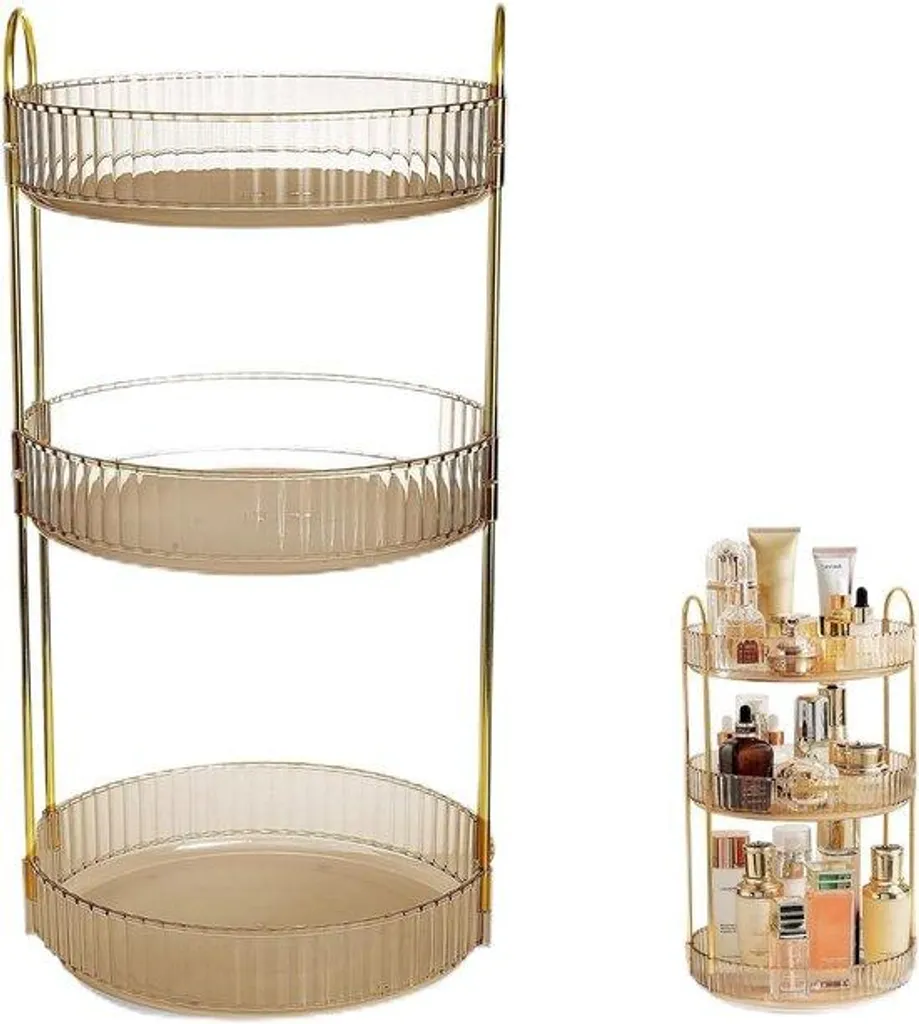 Rangement cosmétique marron pour petite coiffeuse - Gain de place garanti
