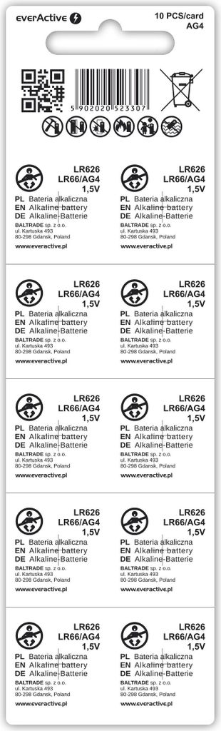 everActive AG4 1.5V, 10x Batterien, Alkaline, Mini, G4 Produktbild 