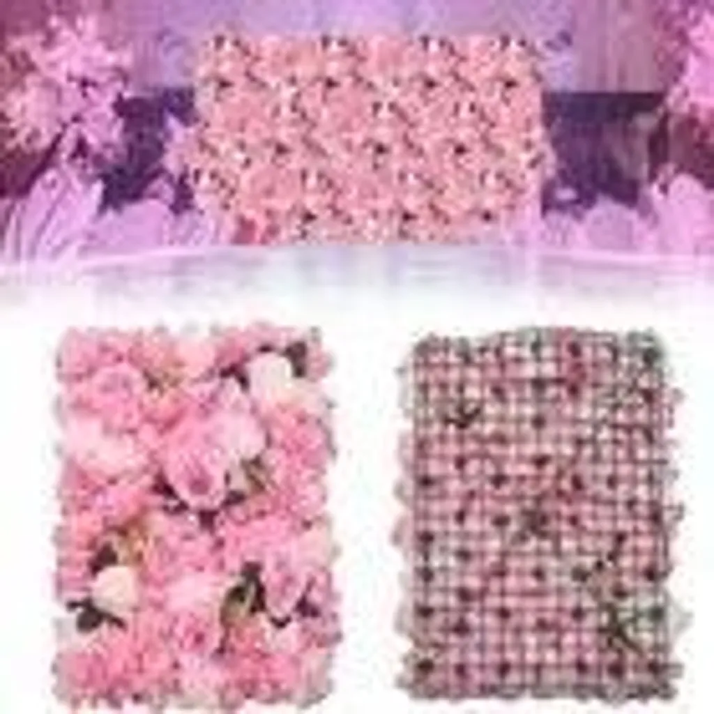 Mur de Fleurs Artificielles pour Décoration Mariage - 12 Panneaux Rose - 2