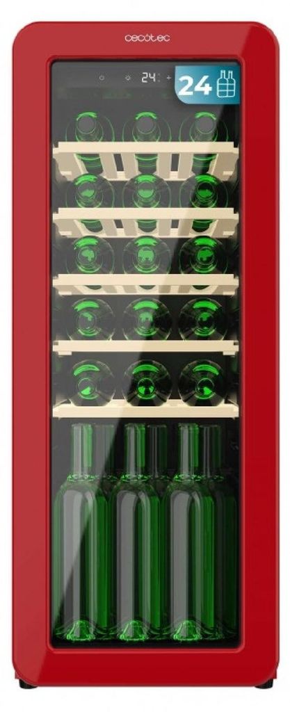 Cecotec Bolero GrandSommelier Origin 24 Hit Red, Weinkühler mit Kompressor, Freistehend, 24 Flasche(n), G, Innenbeleuchtung, Rot