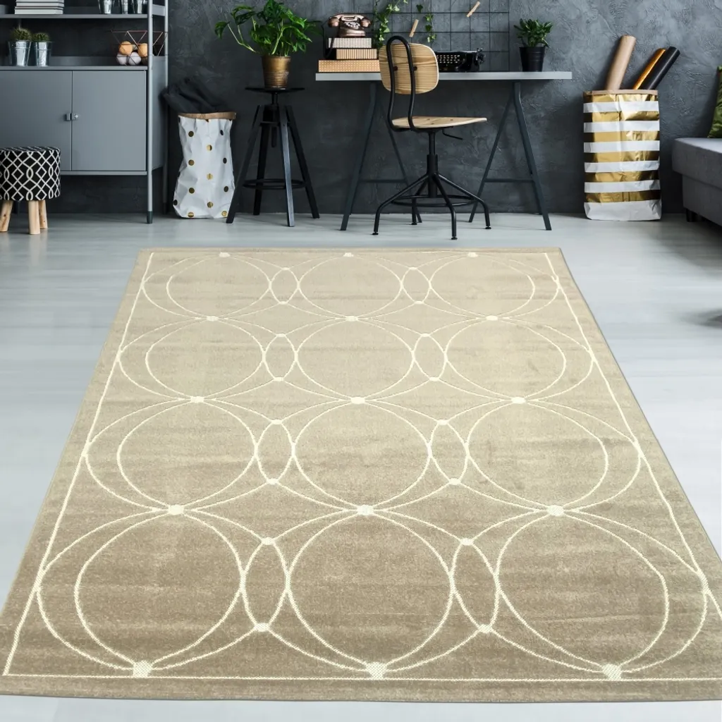 Tapis beige 200x290 cm anti-tache et facile d'entretien - In et Outdoor