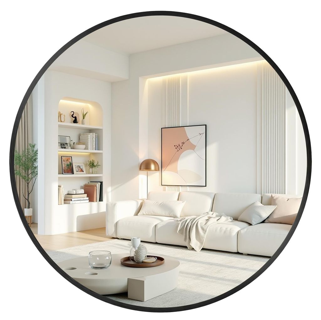 SONGMICS Wandspiegel, Spiegel rund, Metallrahmen, 80 cm d, Produktbild 