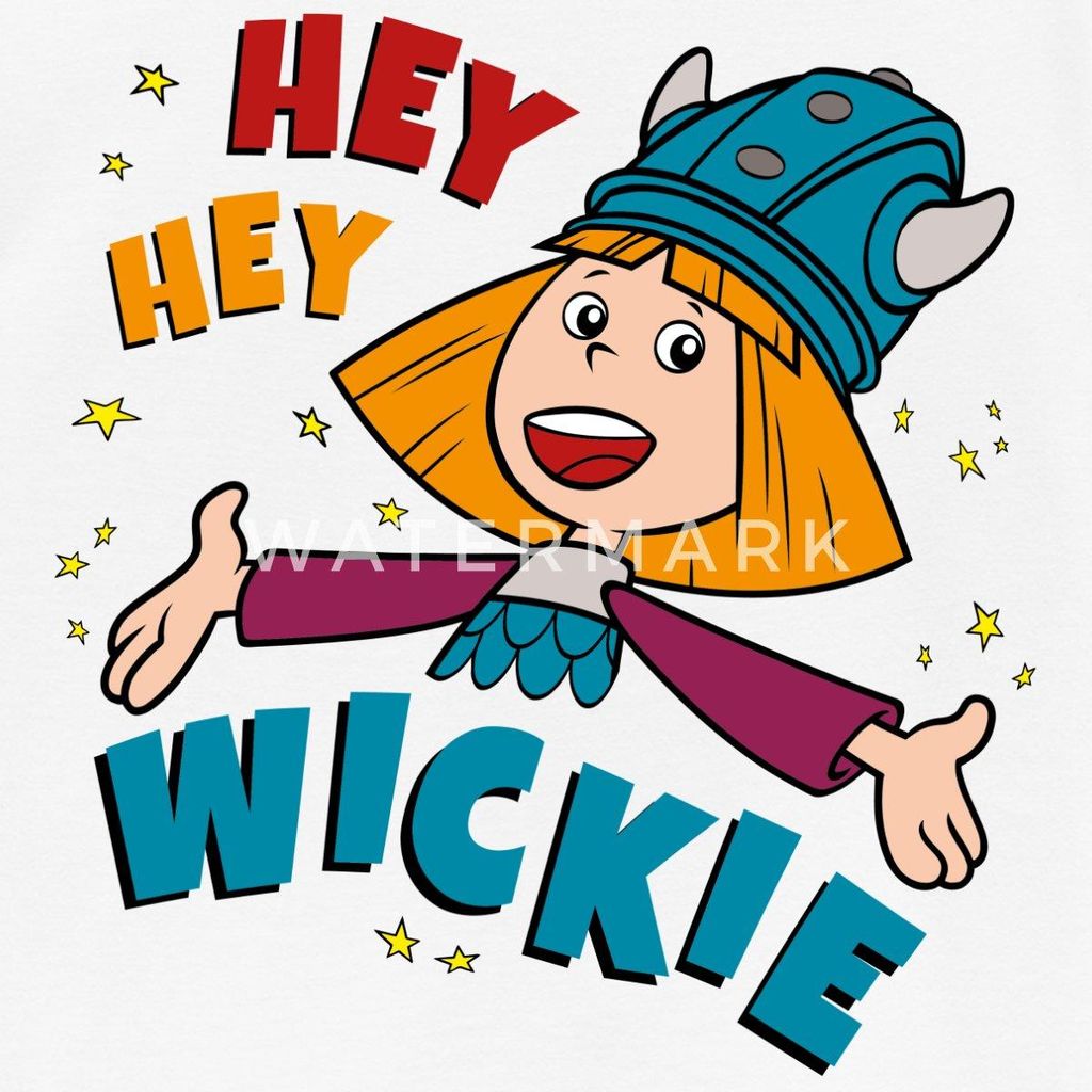 Spreadshirt Wickie Und Die Starken Männer Hey Hey Wickie Kinder T-Shirt, 110/116 (5-6 Jahre), Weiß