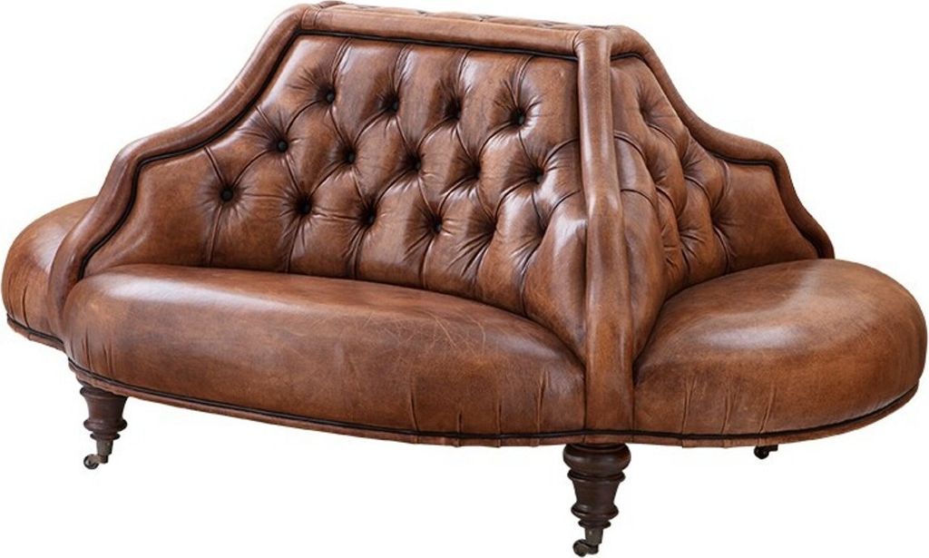 Casa Padrino Luxus Echt Leder Sofa Vintage Leder Braun 4 Seitig - Luxus Hotel Club Sofa