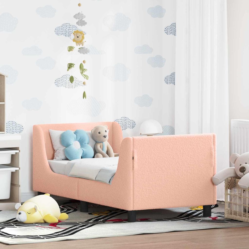 "Schlussverkauf" Einzelbett 1 PLACE - KinderBettgestell einzel - mit Kopfteil - Rosa 70x140 cm Schafstoff C2694