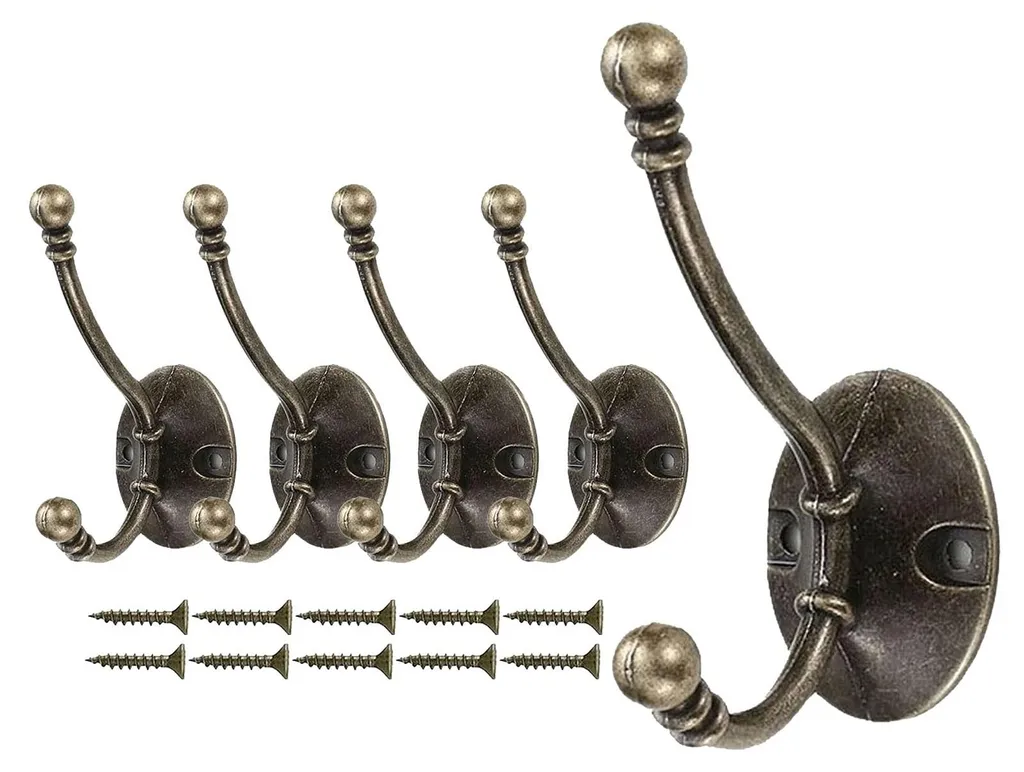 Porte-manteau Mural Bronze à Double Crochet Style Rétro pour la Chambre