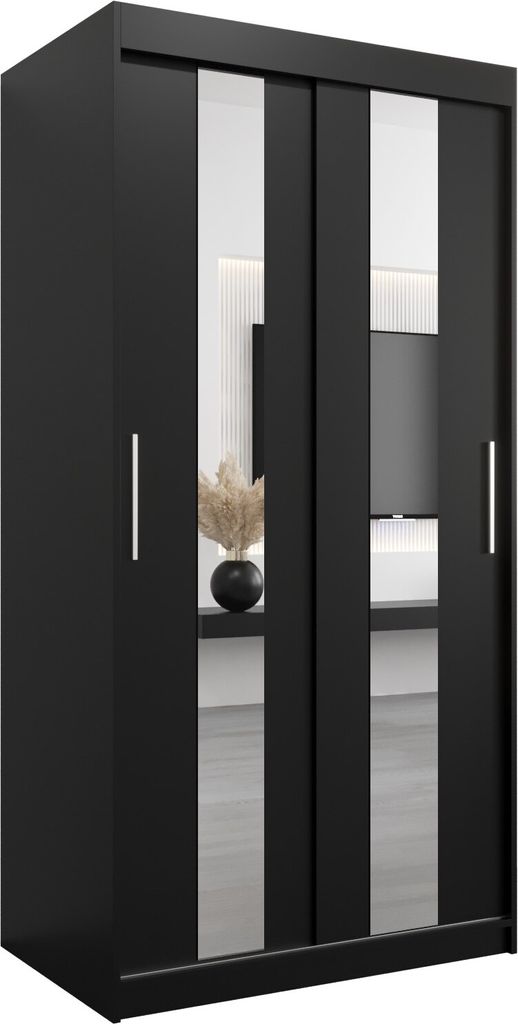 Kleiderschrank, Schiebetürenschrank Schlafzimmer, Schrank mit Spiegel POLE 100 cm