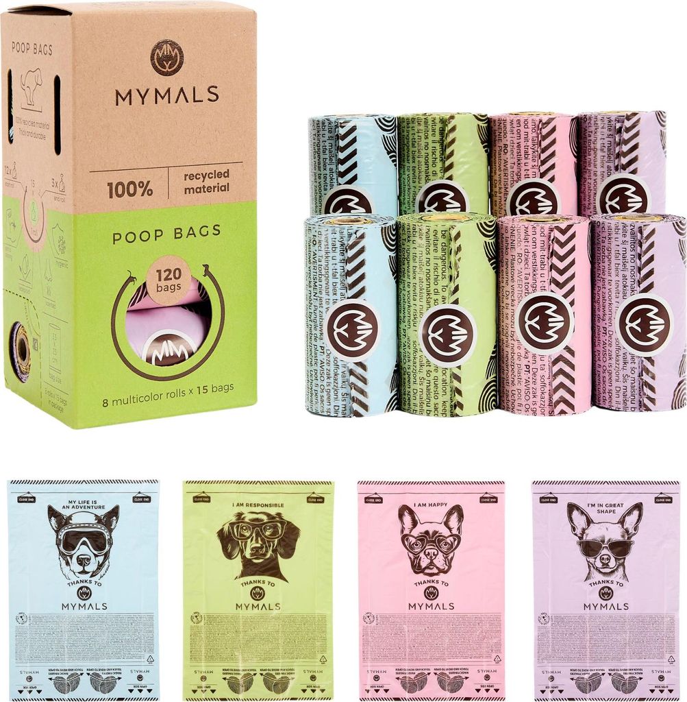 Hundekotbeutel MYMALS 120 Stk., 100 % recycelbar