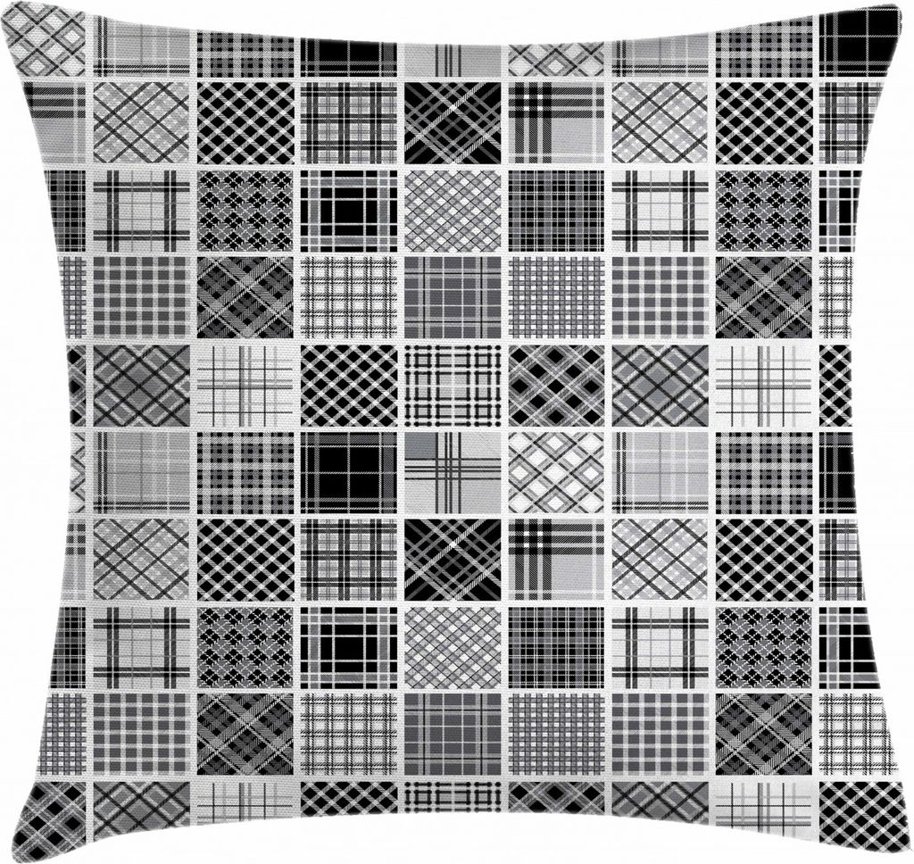 ABAKUHAUS Grau Kissenbezug, Plaid Patchwork Retro, Waschbar mit Reißverschluss Kissenhülle mit Farbfesten Klaren Farben Beidseitiger Druck, 40 x ...