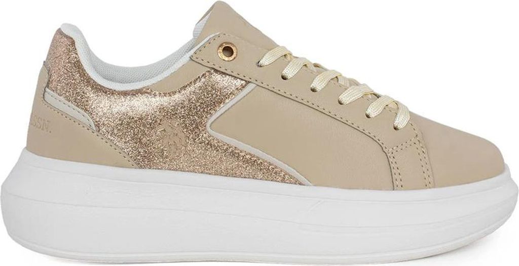 U.S. Polo Assn. - Damen - Helis Sneakers - Beige/Gold/Weiß - Gr. 41