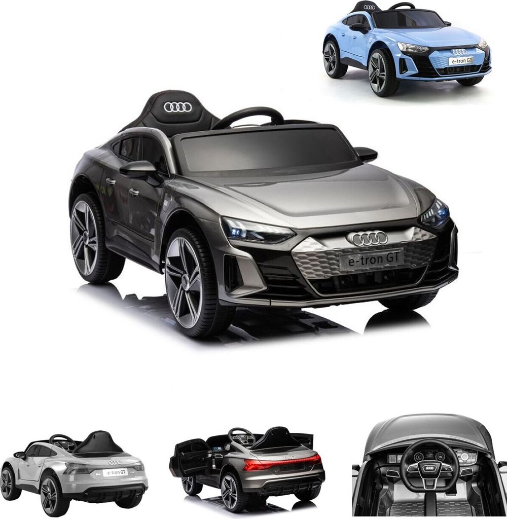 Es-Toys Kinder Elektroauto Audi E-Tron GT, EVA-Reifen, Softstart, Stoßdämpfer grau