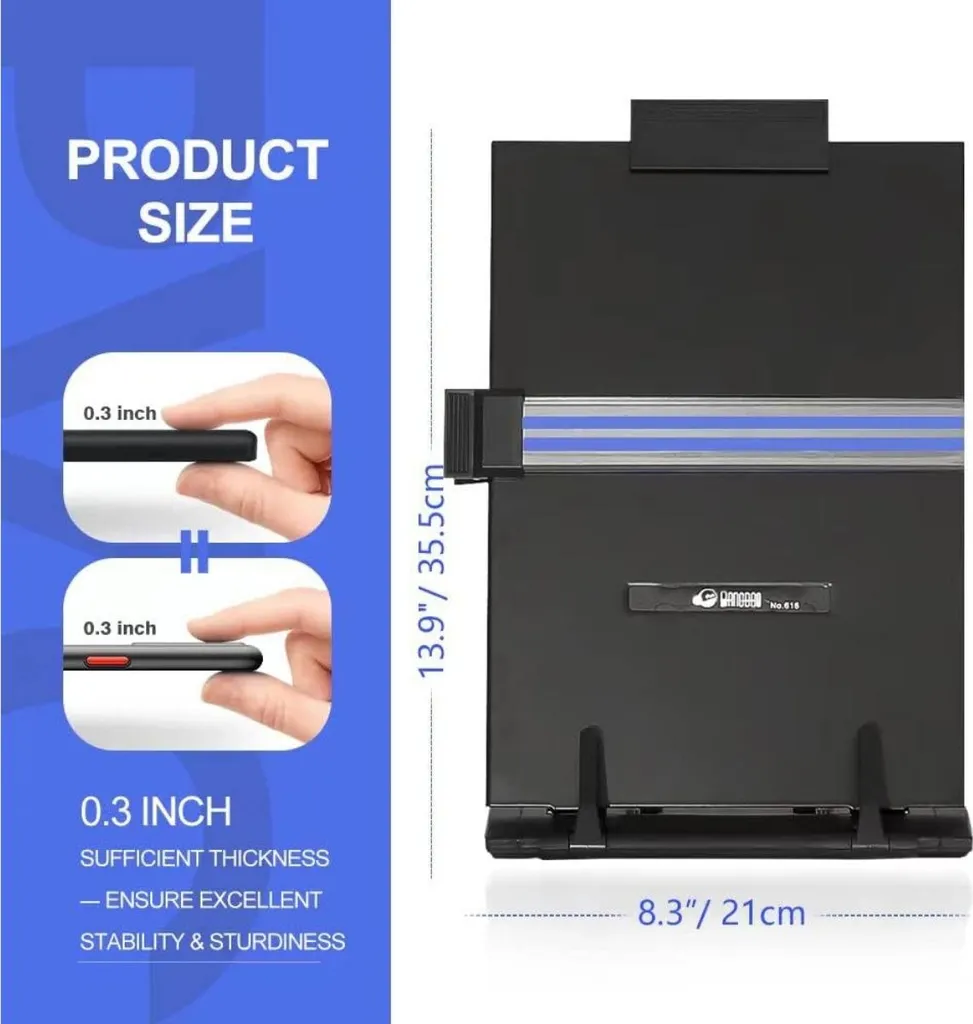 Support de Document A4 Réglable INF - Ergonomie Optimale pour Bureau