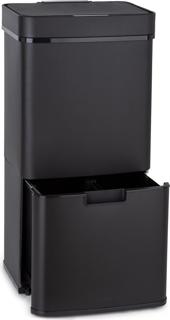 Klarstein Royal Trash Sensor-Mülleimer, 72 L Volumen in 4 Behältern, Restmüll & Recycling-Abfälle: 43 & 2 x 12,5 L, -Eimer mit Deckel: 4 L, aut...