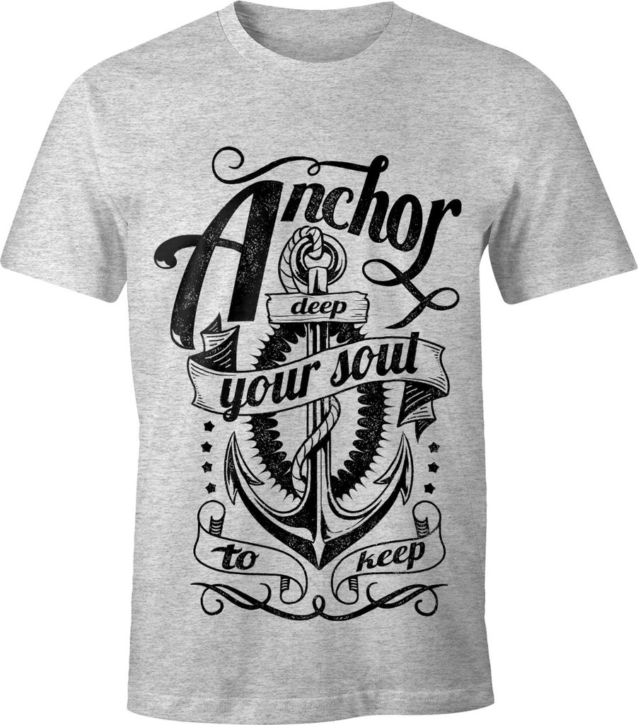 Herren T-Shirt - Anker Motiv Aufdruck Anchor your Soul Seemann - Moonworks M