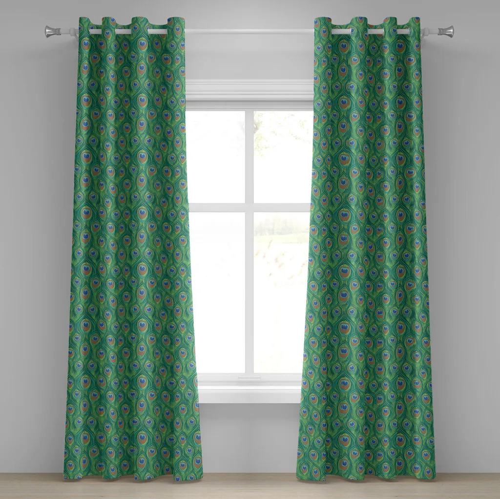 Rideau à œillets ABAKUHAUS Plumes de Paon Design Ethnique 280x175 cm