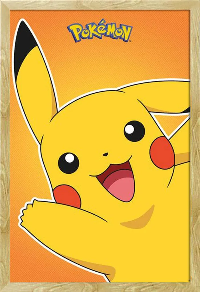 Poster Pokémon Pikachu con Cornice Shinsuke Legno Faggio 61x91,5 cm