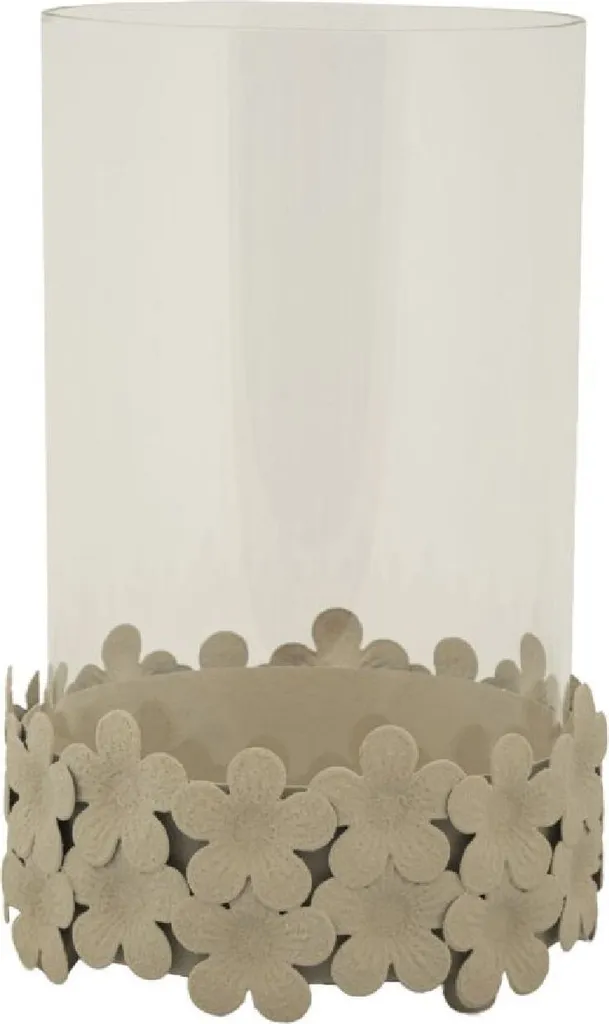 Mauro Ferretti Candeliere Düne con vetro 14x21 cm crema