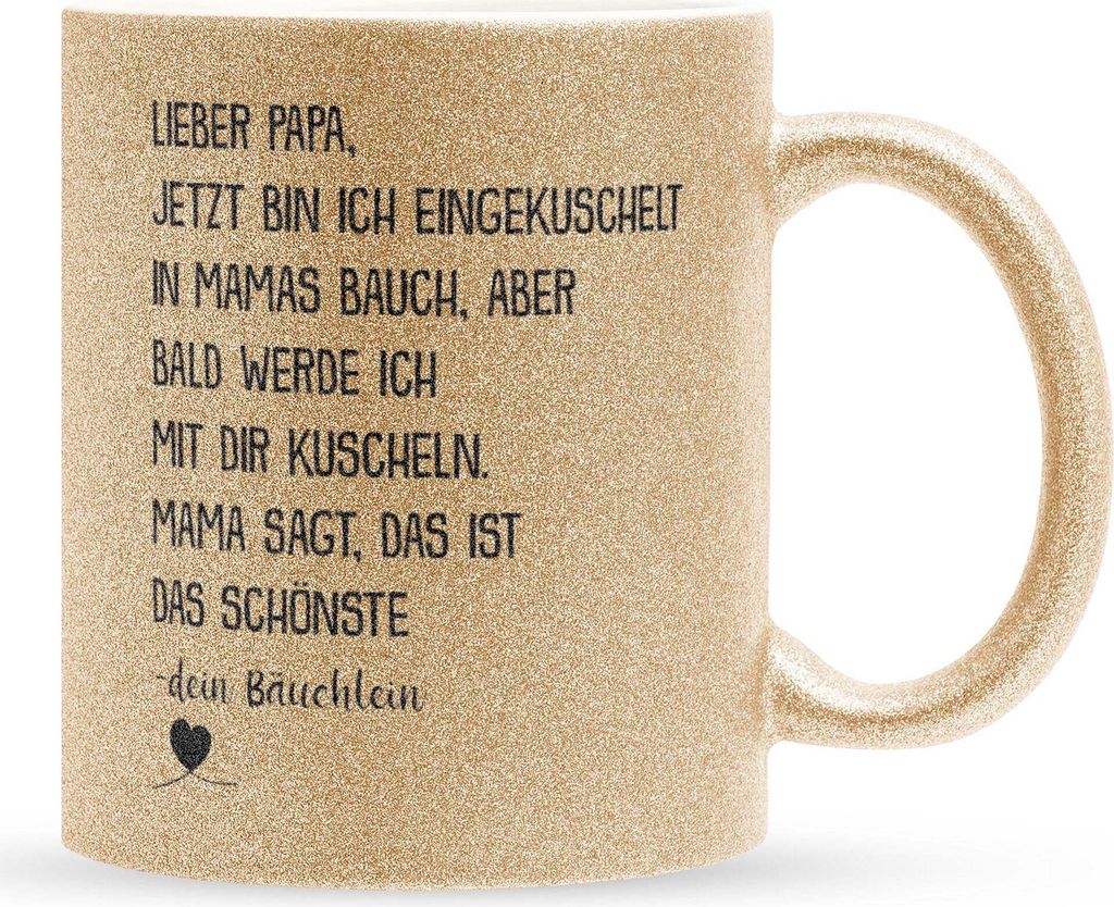 22Feels Glitzertasse Gold Du Wirst Papa Werdender Vater Geschenk Vatertag Dad To Be Schwangerschaft Männer Kaffeetasse Geburtstag Haferl Geschenki...