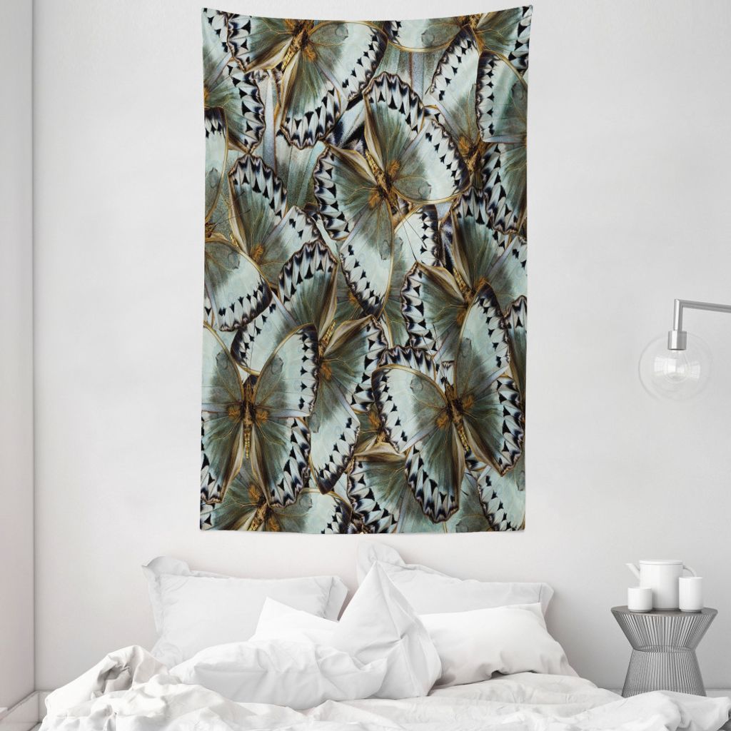 ABAKUHAUS Exotisch Wandteppich und Tagesdecke, Schmetterlinge Jungle Queen aus Weiches Mikrofaser Stoff Waschbar ohne Verblassen Digitaldruck, 140 ...