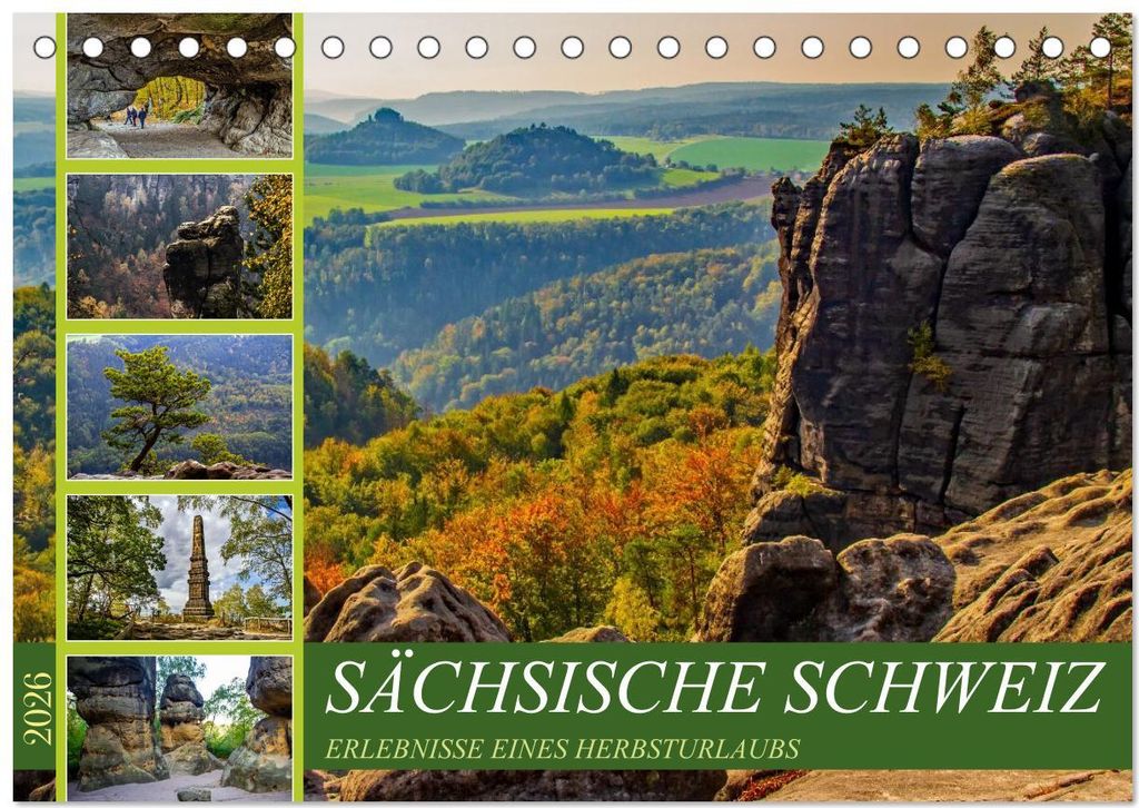 Sächsische Schweiz - Erlebnisse eines Herbsturlaubs (Tischkalender 2026 DIN A5 quer), CALVENDO Monatskalender