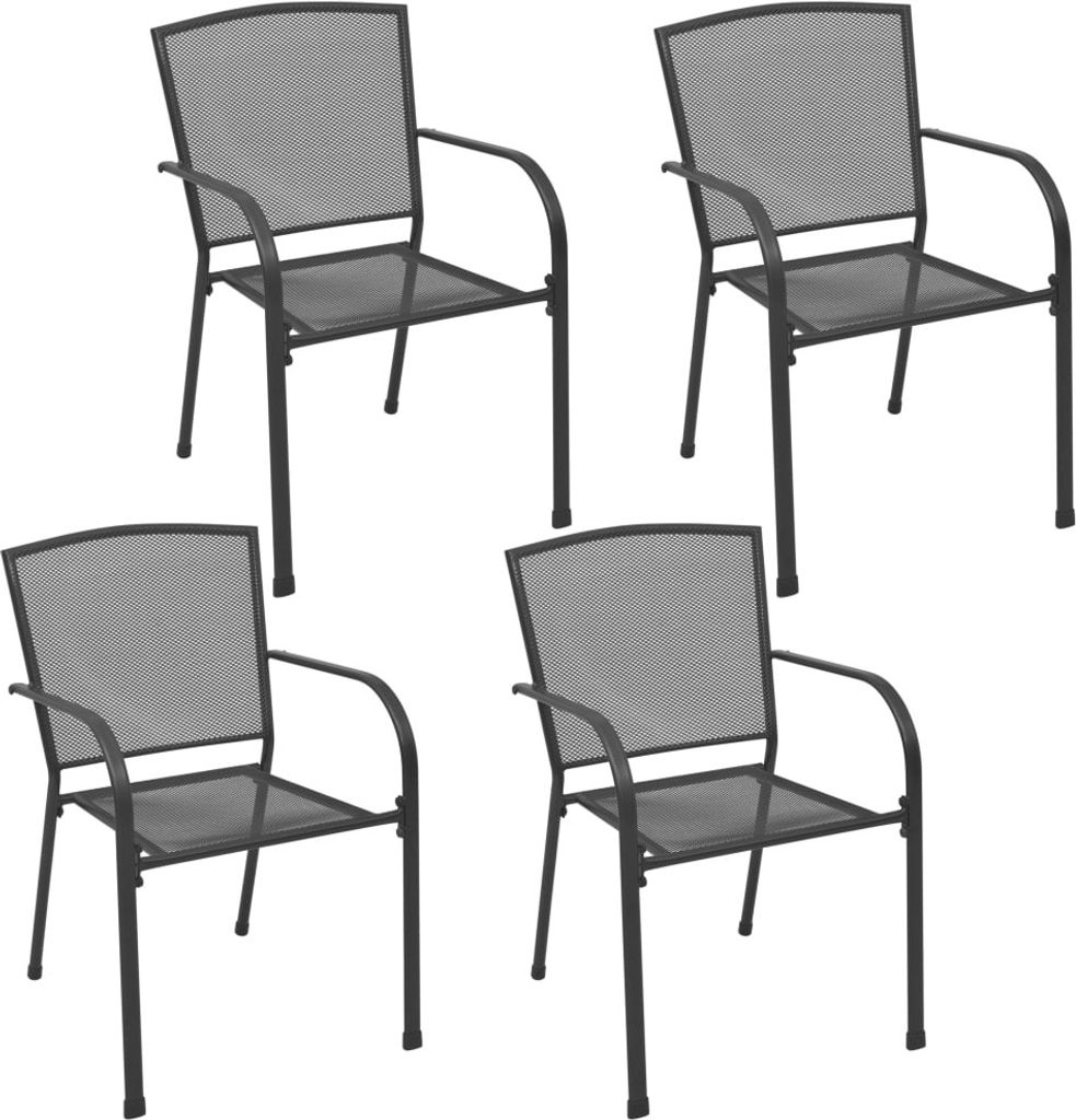 Möbel Outdoor Relaxsessel,Balkonstuhl Gartenstühle 4 Stk. Mesh-Design Anthrazit Stahl DE54887
