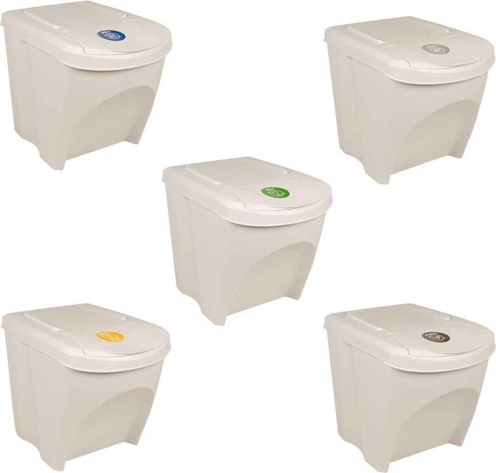 vidaXL Poubelles empilables 3 pcs. Blanc 75 L Polypropylène Image du produit 