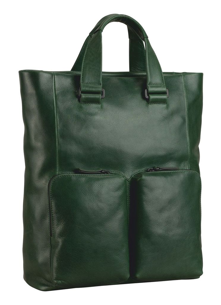LEONHARD HEYDEN Leder Laptoprucksack Rucksack mit Laptopfach Porto Tote Bag / Backpack Bottle Green dunkelgrün