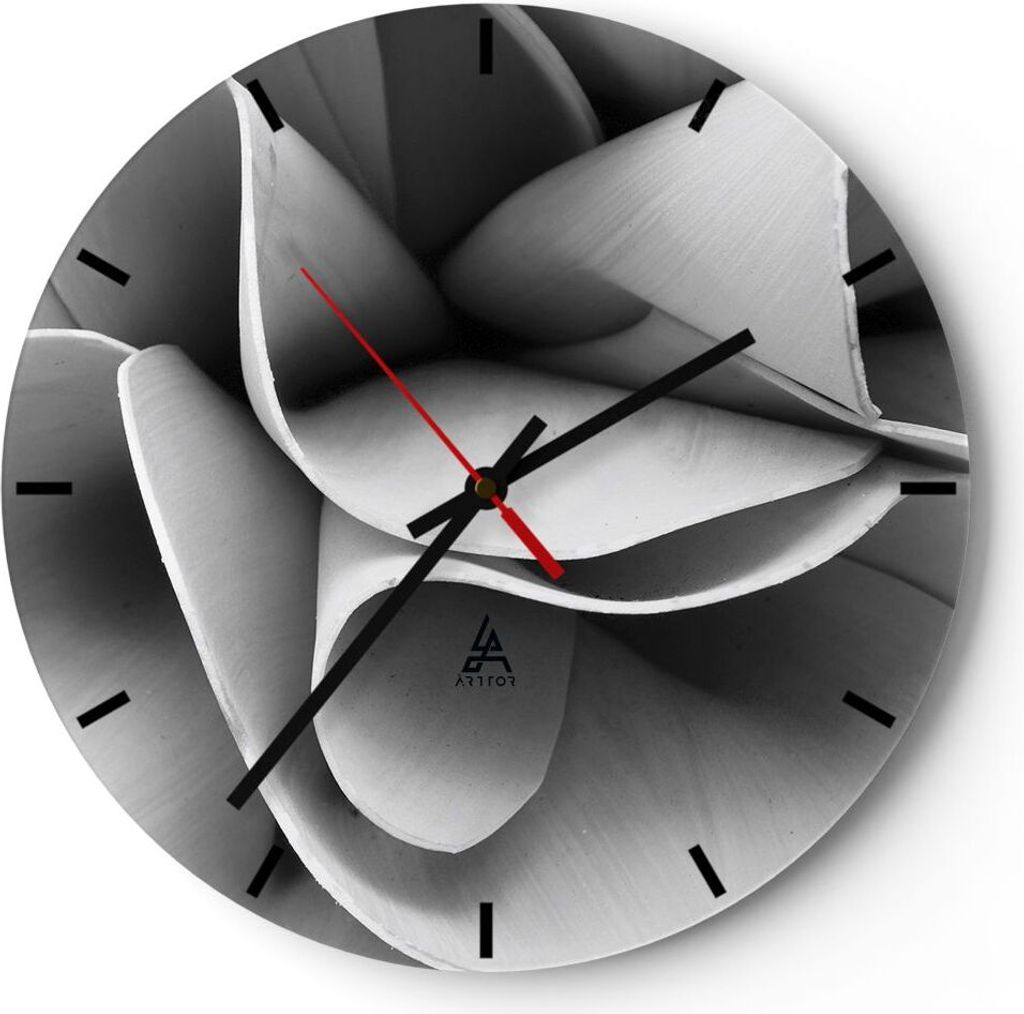 Wanduhr - Rund - Glasuhr - Material Ornament Stück - 30x30cm - Schleichendes Uhrwerk - Lautlos - zum Aufhängen bereit - Dekoration Modern - Wandd...