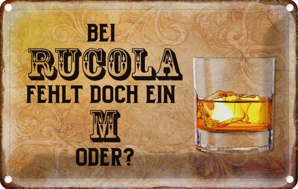 vianmo Blechschild 12x18 cm Alkohol bei Rucola fehlt doch ein M Spruch Zitat