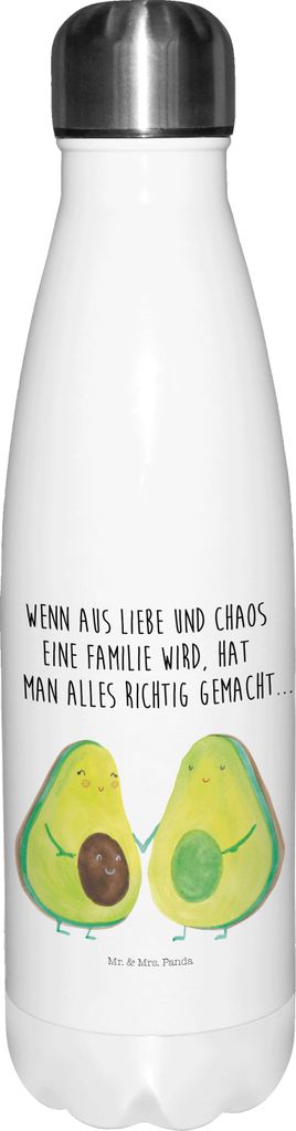 Mr. & Mrs. Panda Thermos Avocado Pärchen - Weiß - Geschenk, trinkflaschen, Veggie, Hochzeit, Trinkgefäß, Geburt, thermosflaschen, Wasserflasche...