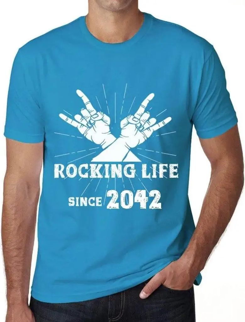Herren Grafik T-Shirt Das Leben rocken seit 2042 – Rocking Life Since 2042 – Öko-Verantwortlich Vintage Jahrgang Kurzarm Lustige Druck Geburtstag