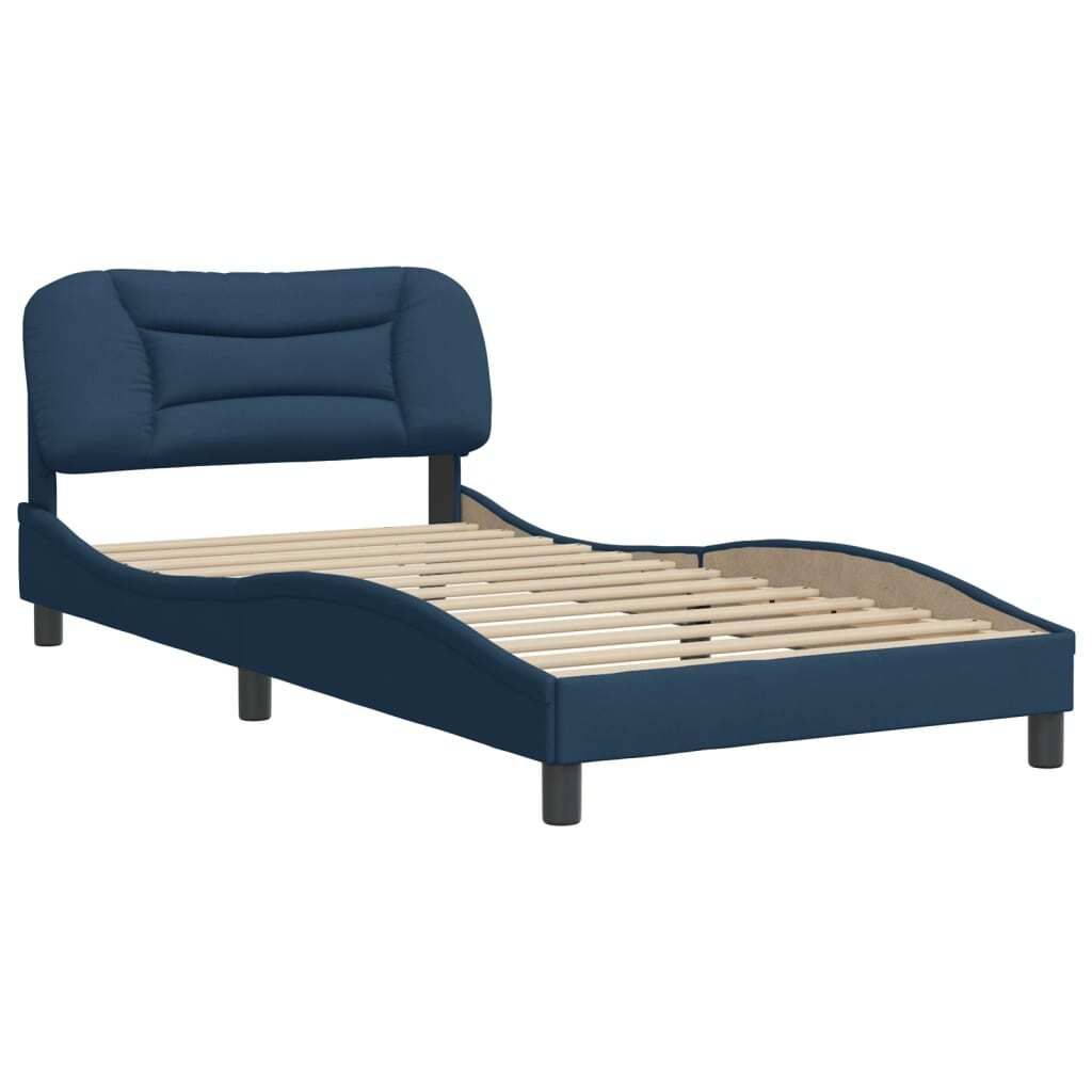 "im Sonderangebot"Bettgestell Stylishces - Einzelbett/Jugendbett mit Lattenrost - ohne Matratze - "Hvar" Blau 100x200cm Stoff - Klassische Betten D...